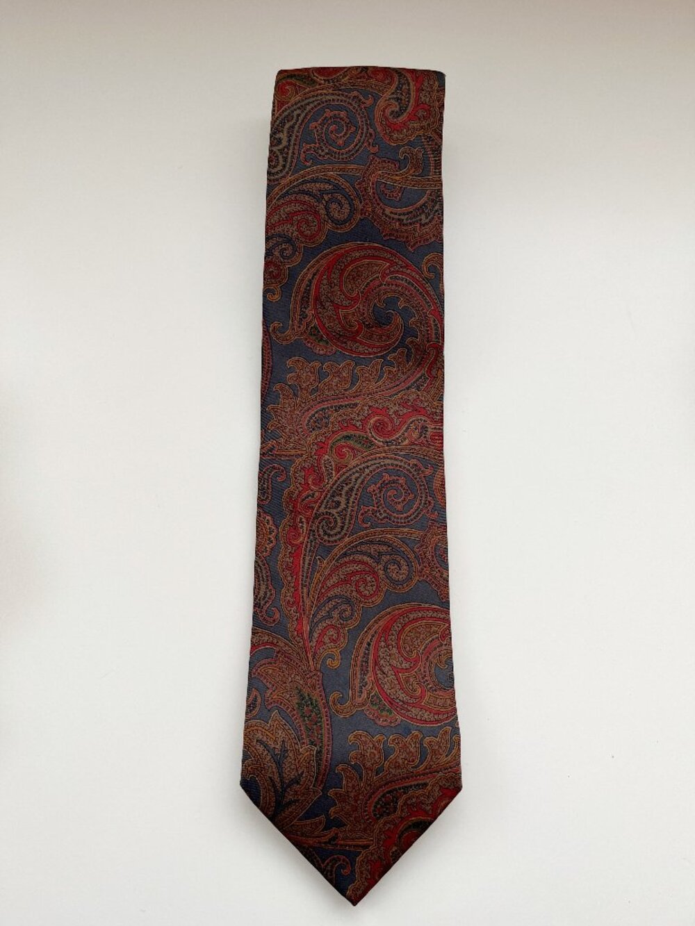 Faconnable Bohemian Paisley Silk Tie Orange boho fall vintage dark academia